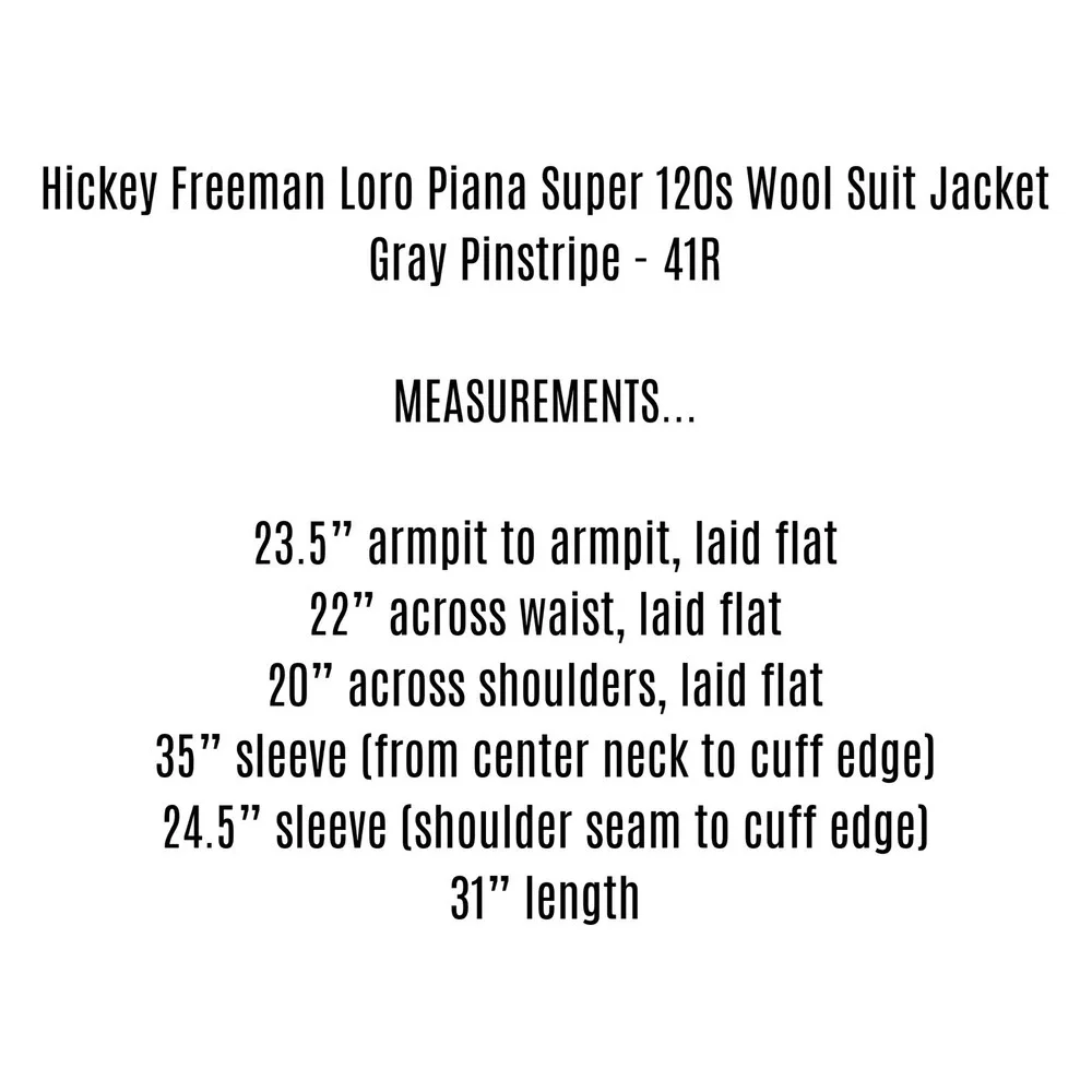 Hickey Freeman Loro Piana‎ 120s Wool Suit Jacket 41R Gray White Pinstripe Blazer